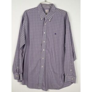 Brooks Brothers 346 Non-Iron Men's Button-up Collared Shirt Purple/White Size XL